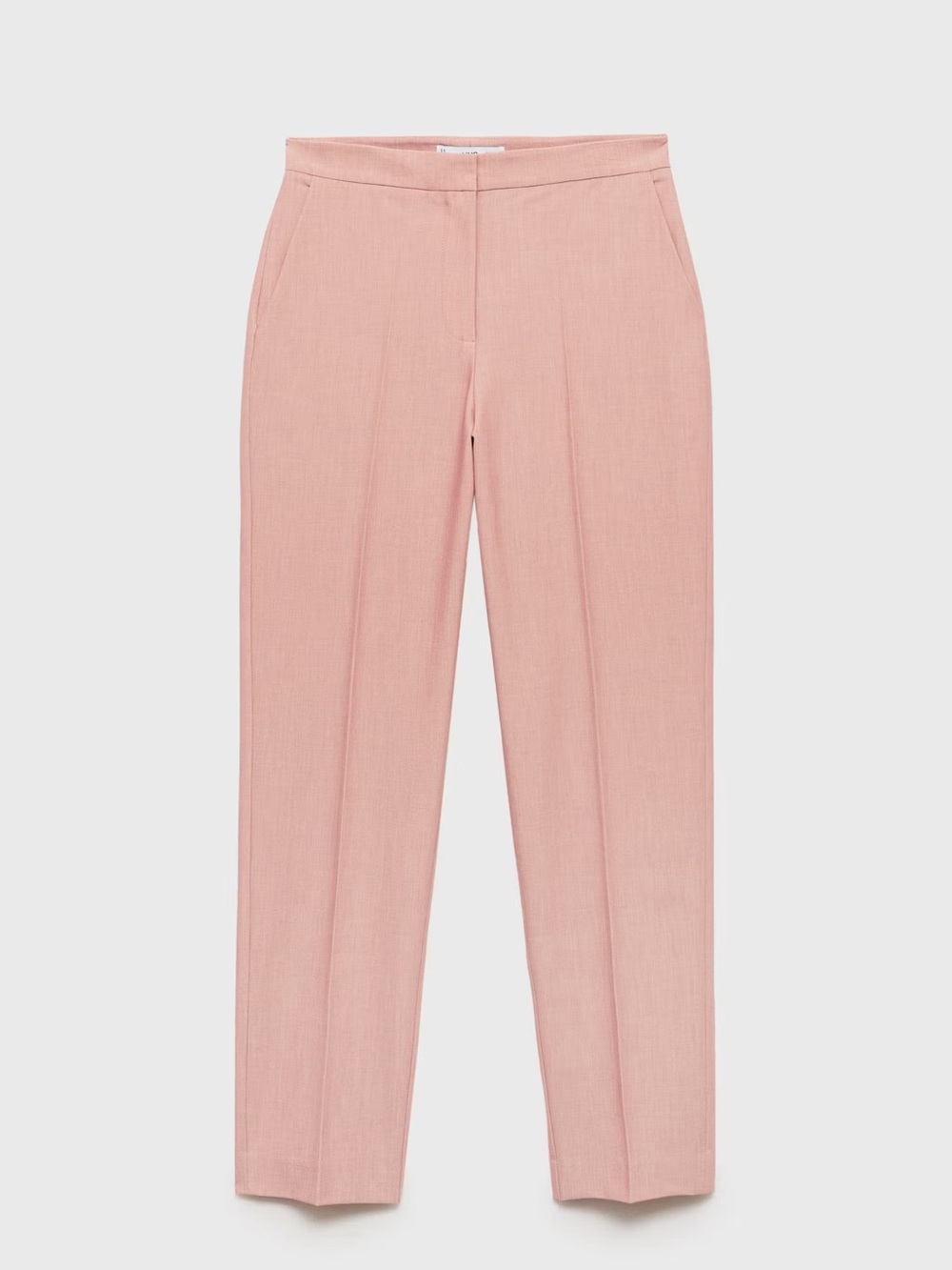 Mid-Rise Tailored Pink Straight-Leg Pants